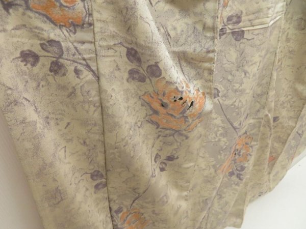 Photo3: 5705T10z940 Vintage Japanese Kimono Silk KOMON Flower Off-white (3)