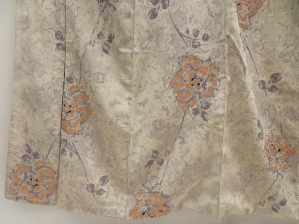 Photo4: 5705T10z940 Vintage Japanese Kimono Silk KOMON Flower Off-white (4)