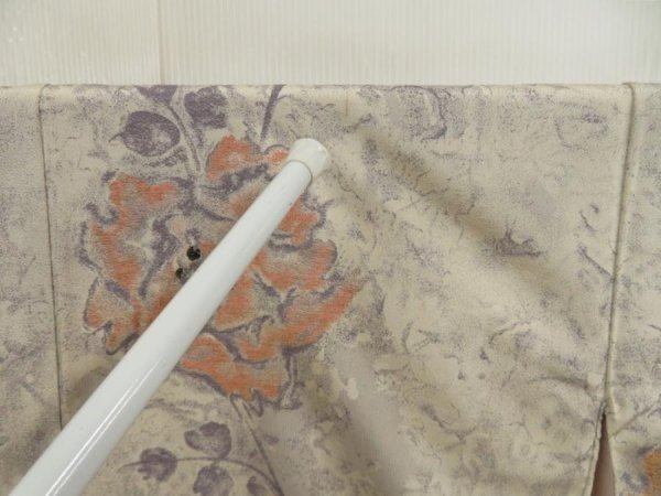 Photo6: 5705T10z940 Vintage Japanese Kimono Silk KOMON Flower Off-white (6)