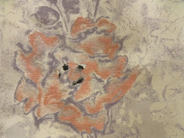 Photo7: 5705T10z940 Vintage Japanese Kimono Silk KOMON Flower Off-white (7)