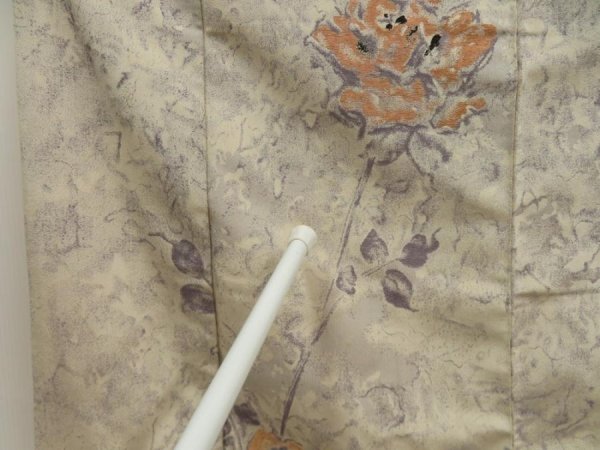 Photo8: 5705T10z940 Vintage Japanese Kimono Silk KOMON Flower Off-white (8)