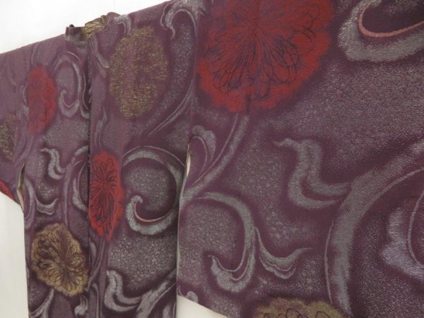 Photo2: 5705T11z650 Vintage Japanese Kimono Silk HAORI COAT Chrysanthemum (2)