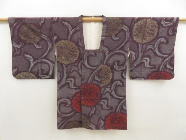 Photo5: 5705T11z650 Vintage Japanese Kimono Silk HAORI COAT Chrysanthemum (5)