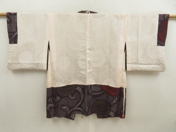 Photo6: 5705T11z650 Vintage Japanese Kimono Silk HAORI COAT Chrysanthemum (6)