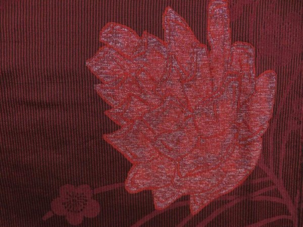 Photo6: 5705T12z860 Vintage Japanese Kimono Silk OMESHI KOMON Flowers Dark grape (6)