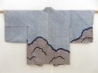 Photo1: 5708T01z460 Vintage Japanese Kimono Silk SHIBORI HAORI Cloud Dark blue (1)