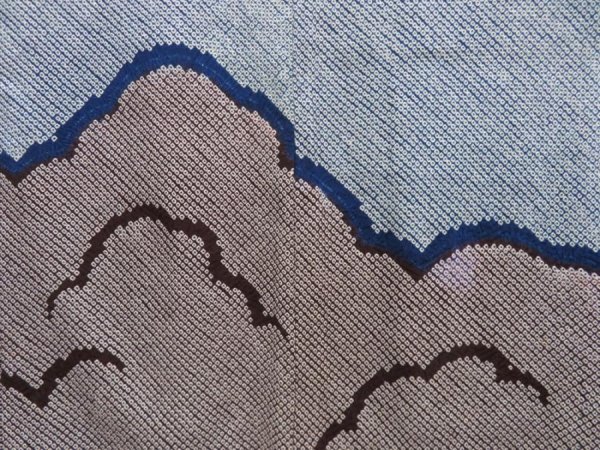Photo3: 5708T01z460 Vintage Japanese Kimono Silk SHIBORI HAORI Cloud Dark blue (3)