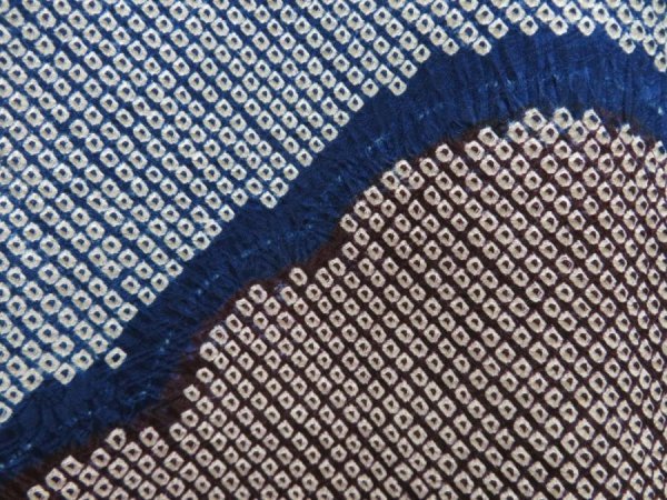 Photo4: 5708T01z460 Vintage Japanese Kimono Silk SHIBORI HAORI Cloud Dark blue (4)