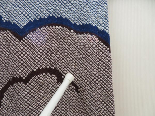 Photo6: 5708T01z460 Vintage Japanese Kimono Silk SHIBORI HAORI Cloud Dark blue (6)