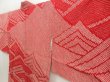 Photo2: 5708T03z480 Vintage Japanese Kimono Silk SHIBORI HAORI Wave Dark red (2)