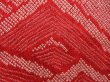 Photo4: 5708T03z480 Vintage Japanese Kimono Silk SHIBORI HAORI Wave Dark red (4)
