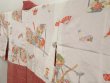 Photo7: 5708T03z480 Vintage Japanese Kimono Silk SHIBORI HAORI Wave Dark red (7)