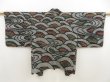 Photo1: 5708T04z520 Vintage Japanese Kimono Silk SHIBORI HAORI Wave Black (1)