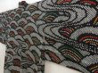 Photo2: 5708T04z520 Vintage Japanese Kimono Silk SHIBORI HAORI Wave Black (2)