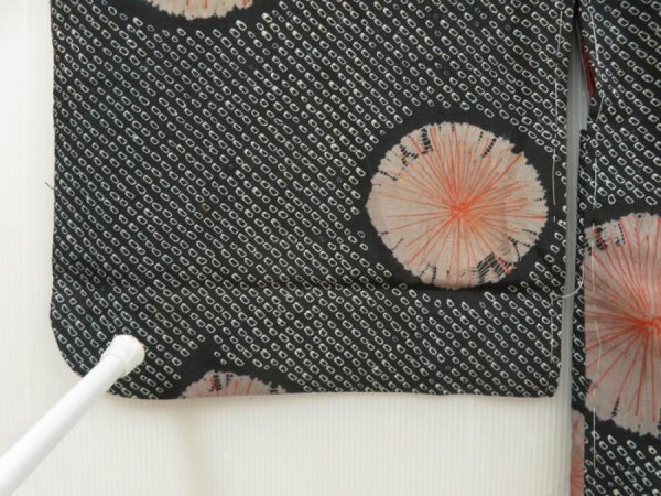 Photo6: 5708T07z370 Antique Japanese Kimono Silk SHIBORI HAORI  Black (6)