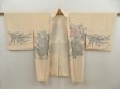 Photo7: 5708T09z580 Vintage Japanese Kimono Silk HAORI Peacock Light peach (7)