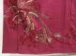 Photo6: 5708T12z940 Vintage Japanese Kimono Silk TSUKESAGE Phoenix Wine red (6)