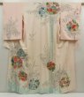 Photo1: 5708T13z890 Vintage Japanese Kimono Silk TSUKESAGE Flowers Off-white (1)