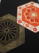 Photo1: 1V01z110  Japanese Kimono Silk  FABRIC Flower Black 64.6x14.2 (1)