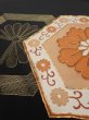 Photo3: 1V02z110  Japanese Kimono Silk  FABRIC Flower Black 64.6x14.2 (3)