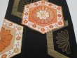 Photo1: 1V03z170  Japanese Kimono Silk  FABRIC Flower Black 59.1x18.1 (1)