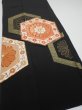 Photo4: 1V03z170  Japanese Kimono Silk  FABRIC Flower Black 59.1x18.1 (4)
