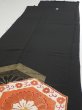 Photo5: 1V03z170  Japanese Kimono Silk  FABRIC Flower Black 59.1x18.1 (5)