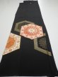Photo6: 1V03z170  Japanese Kimono Silk  FABRIC Flower Black 59.1x18.1 (6)