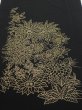 Photo1: 1V01z100  Japanese Kimono Silk  FABRIC Flowers Black 67.7x14.4 (1)