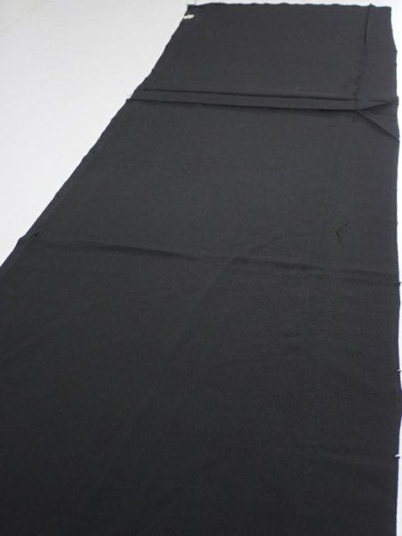 Photo3: 1V02z100  Japanese Kimono Silk  FABRIC Crane, Flowers Black 66.1x14.4 (3)