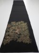 Photo5: 1V02z100  Japanese Kimono Silk  FABRIC Crane, Flowers Black 66.1x14.4 (5)