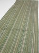 Photo3: 1V05z80  Japanese Kimono Silk TSUMUGI FABRIC Stripes Dull green 65.4x15.0 (3)