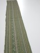 Photo3: 1V07z40  Japanese Kimono Silk TSUMUGI FABRIC Stripes Dull green 59.8x7.5 (3)
