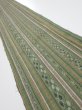 Photo1: 1V08z40  Japanese Kimono Silk TSUMUGI FABRIC Stripes Dull green 59.8x7.5 (1)