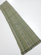 Photo1: 1V10z20  Japanese Kimono Silk TSUMUGI FABRIC Stripes Dull green 37.8x7.3 (1)