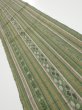 Photo2: 1V10z20  Japanese Kimono Silk TSUMUGI FABRIC Stripes Dull green 37.8x7.3 (2)