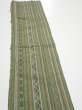 Photo4: 1V10z20  Japanese Kimono Silk TSUMUGI FABRIC Stripes Dull green 37.8x7.3 (4)