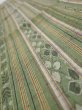 Photo5: 1V10z20  Japanese Kimono Silk TSUMUGI FABRIC Stripes Dull green 37.8x7.3 (5)