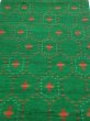 Photo1: 1V01z40  Japanese Kimono Silk TSUMUGI FABRIC  Green 39.4x14.2 (1)