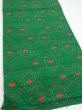 Photo2: 1V01z40  Japanese Kimono Silk TSUMUGI FABRIC  Green 39.4x14.2 (2)