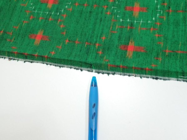 Photo6: 1V01z40  Japanese Kimono Silk TSUMUGI FABRIC  Green 39.4x14.2 (6)