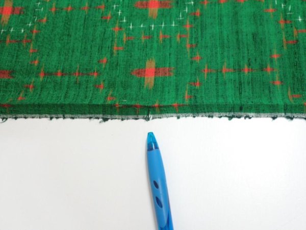 Photo7: 1V01z40  Japanese Kimono Silk TSUMUGI FABRIC  Green 39.4x14.2 (7)