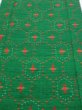 Photo1: 1V05z70  Japanese Kimono Silk TSUMUGI FABRIC  Green 65.0x14.2 (1)