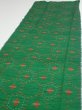 Photo3: 1V05z70  Japanese Kimono Silk TSUMUGI FABRIC  Green 65.0x14.2 (3)