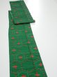 Photo3: 1V09z40  Japanese Kimono Silk TSUMUGI FABRIC  Green 75.6x6.9 (3)