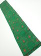 Photo1: 1V10z20  Japanese Kimono Silk TSUMUGI FABRIC  Green 37.0x6.9 (1)