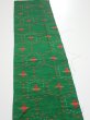 Photo4: 1V10z20  Japanese Kimono Silk TSUMUGI FABRIC  Green 37.0x6.9 (4)