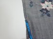 Photo6: 1V01z50  Japanese Kimono Silk TSUMUGI FABRIC Flower Gray 41.7x15.0 (6)