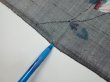 Photo7: 1V02z50  Japanese Kimono Silk TSUMUGI FABRIC Flower Gray 41.7x14.8 (7)