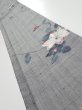 Photo1: 1V07z40  Japanese Kimono Silk TSUMUGI FABRIC Flower Gray 59.1x7.3 (1)